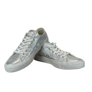 Silver Metallic Snakeskin Converse Size 6.5